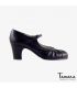 flamenco shoes professional for woman - Begoña Cervera - Plisado black leather classic heel 