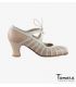 zapatos de flamenco profesionales personalizables - Begoña Cervera - Primor beige y chino piel carrete madera 