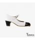 zapatos de flamenco profesionales personalizables - Begoña Cervera - Puntera piel blanco y negro tacon clasico 5cm 