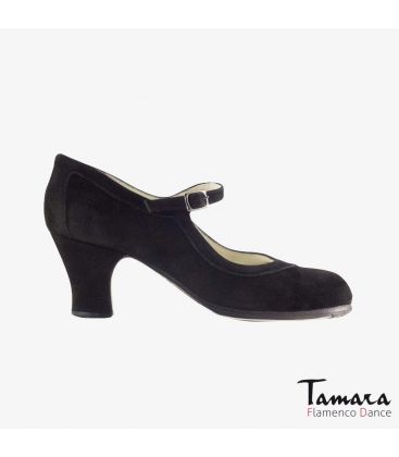 flamenco shoes professional for woman - Begoña Cervera - Salon Correa black suede carrete 