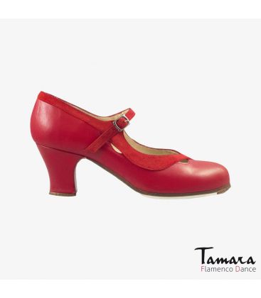 flamenco shoes professional for woman - Begoña Cervera - Salon Correa II red leather and suede carrete
