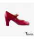 zapatos de flamenco profesionales personalizables - Begoña Cervera - Salon Correa II rojo ante y piel tacon clasico 7cm 