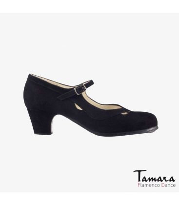 chaussures professionelles de flamenco pour femme - Begoña Cervera - Salon Correa II daim noir talon classique 5cm 