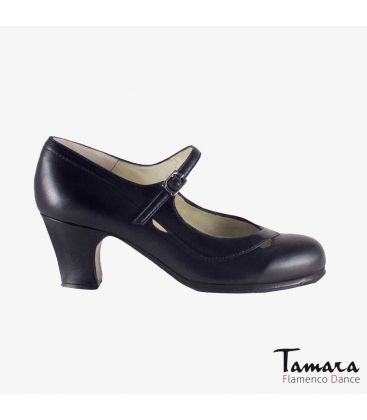 chaussures professionelles de flamenco pour femme - Begoña Cervera - Salon Correa II cuir noir talon classique 