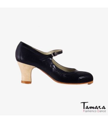chaussures professionelles de flamenco pour femme - Begoña Cervera - Salon Correa peau de serpent noir carrete bois 