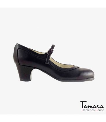 chaussures professionelles de flamenco pour femme - Begoña Cervera - Salon Correa cuir noir talon classique 5cm 