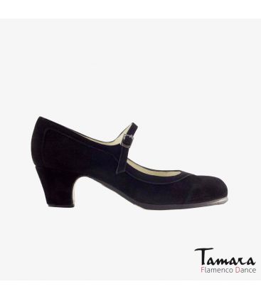 zapatos de flamenco profesionales personalizables - Begoña Cervera - Salon Correa ante negro tacon clasico 5cm 