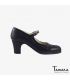 chaussures professionelles de flamenco pour femme - Begoña Cervera - Salon Correa peau de serpent noir talon classique 
