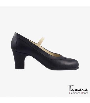 chaussures professionelles de flamenco pour femme - Begoña Cervera - Salon cuir noir talon classique 