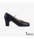 zapatos de flamenco profesionales personalizables - Begoña Cervera - Salon piel negro tacón clásico 
