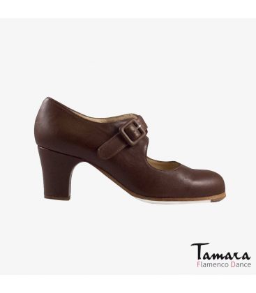flamenco shoes professional for woman - Begoña Cervera - Tablas brown leather classic heel 