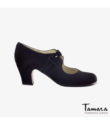 flamenco shoes professional for woman - Begoña Cervera - Tablas black suede classic heel 
