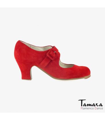 chaussures professionelles de flamenco pour femme - Begoña Cervera - Tablas daim rouge carrete 