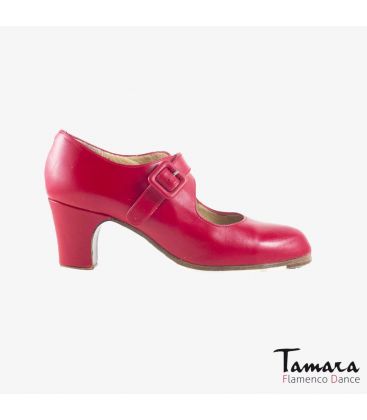 flamenco shoes professional for woman - Begoña Cervera - Tablas red leather classic heel 