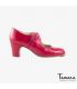 chaussures professionelles de flamenco pour femme - Begoña Cervera - Tablas cuir rouge talon classique 