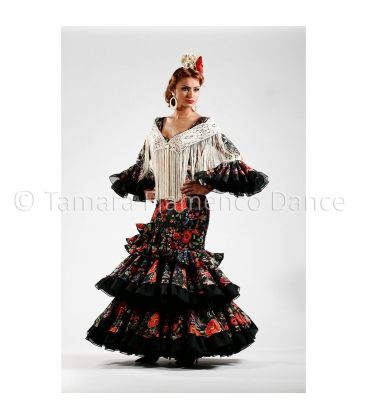woman flamenco dresses 2015 - Vestido de flamenca TAMARA Flamenco - Quetama Black with Flowers