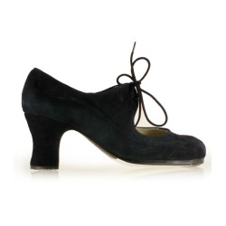 Chaussures professionnelles de flamenco modèle Chaussures de flamenco Angelito - Noir - Daim - Même matériau et couleur - Carrete 6cm - Normal Noir