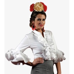 Camisas y Blusas Flamencas Roal modelo Camisa Blusa flamenca con volantes Tablao Beige