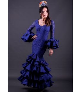 Robe de flamenca Estepona Bleu Dentelle
