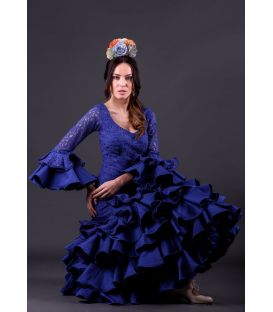 Robe de flamenca Estepona Bleu Dentelle