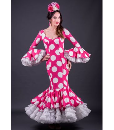 robes de flamenco 2019 pour femme - Vestido de flamenca TAMARA Flamenco - Robe de flamenca Garbo Lunar Blanco