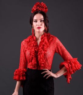 faldas y blusas flamencas en stock envío inmediato - Vestido de flamenca TAMARA Flamenco - Blusa Coral encaje