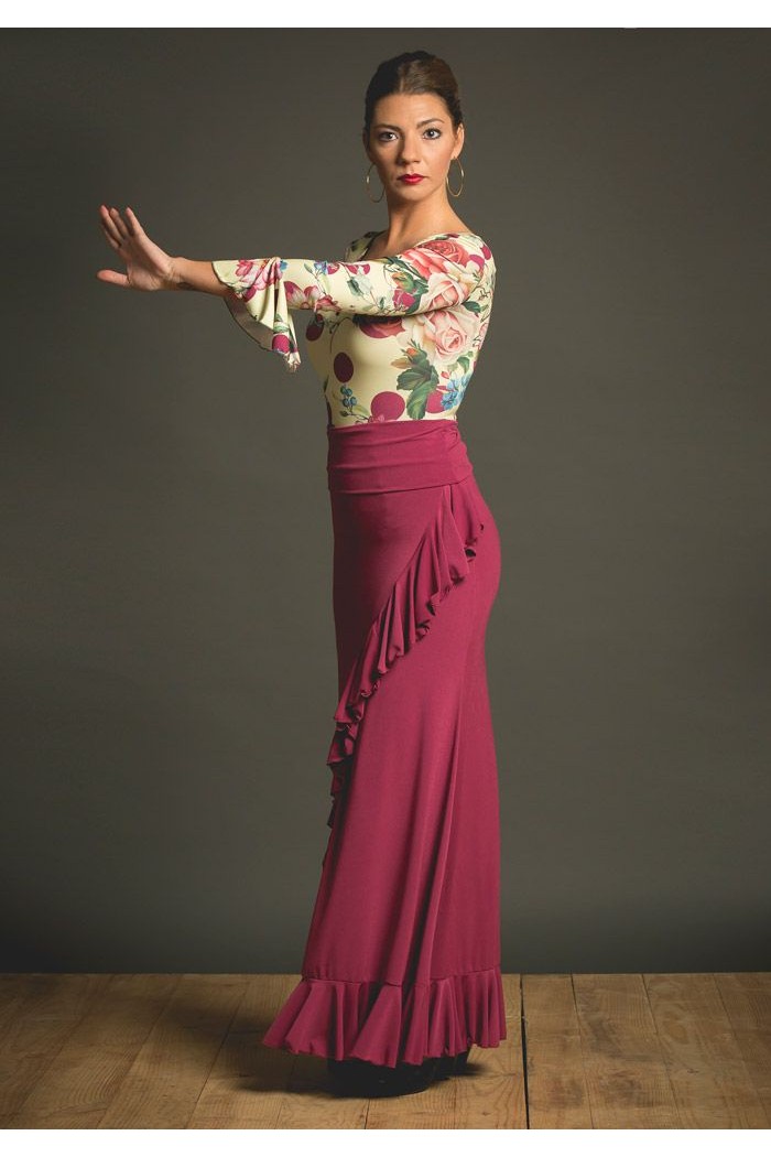 Jupes flamenco FEMME modèle Jupe flamenco Jupe Valeria - Tricot élastique Noir