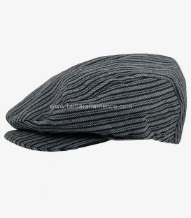berets casquettes - - Béret andalou - Gris avec des lignes noires