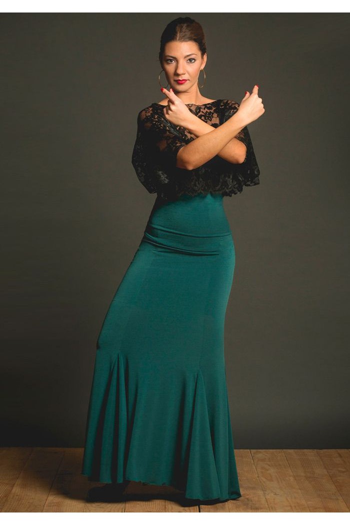 Jupes flamenco FEMME modèle Jupe flamenco Jupe Oliva - Tricot élastique Bordeaux