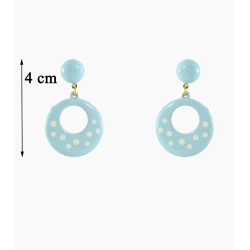 Pendientes de Flamenca modelo Pendientes flamencos Lunares - 4 cm Celeste Bebe