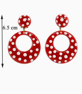 Flamenco Earrings - White Polka Dots 6.5 cm