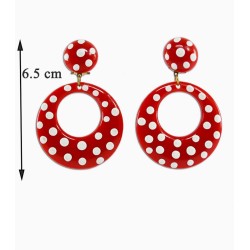 Pendientes de Flamenca modelo Pendientes flamencos - Lunares Blancos 6.5 cm Petroleo