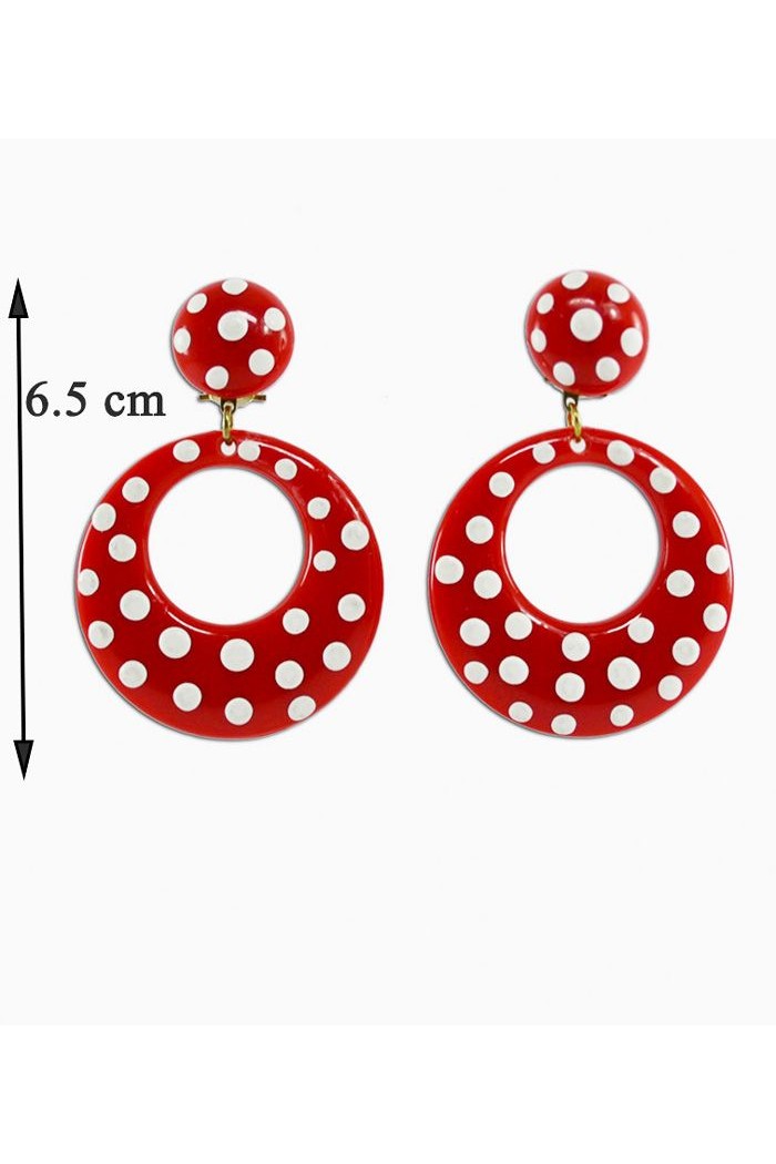 Boucles d'oreilles de flamenco modèle Boucles d'oreilles Flamenco - Pois blancs 6.5 cm Vert d'eau