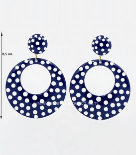 Boucles d'oreilles Flamenco Super- Pois blancs 9.5 cm