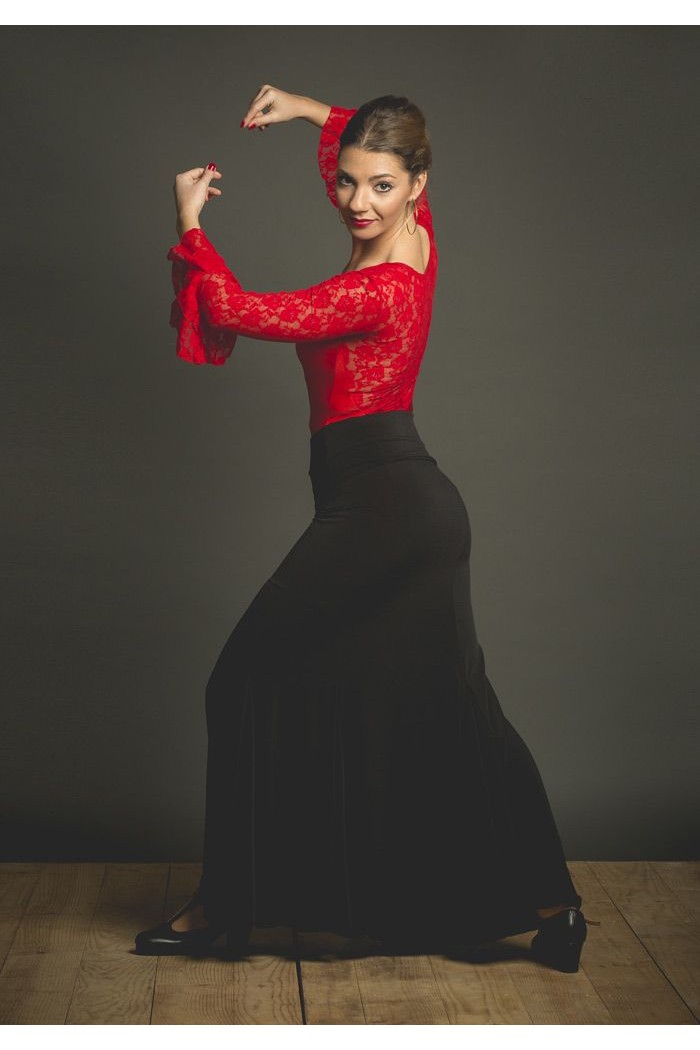 Jupes flamenco FEMME modèle Jupe flamenco Jupe Oliva - Tricot élastique Bordeaux