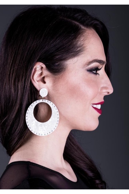 Boucles d'oreilles de flamenco modèle Boucles d'oreilles 17 - Nacré avec pierres Nacré classique