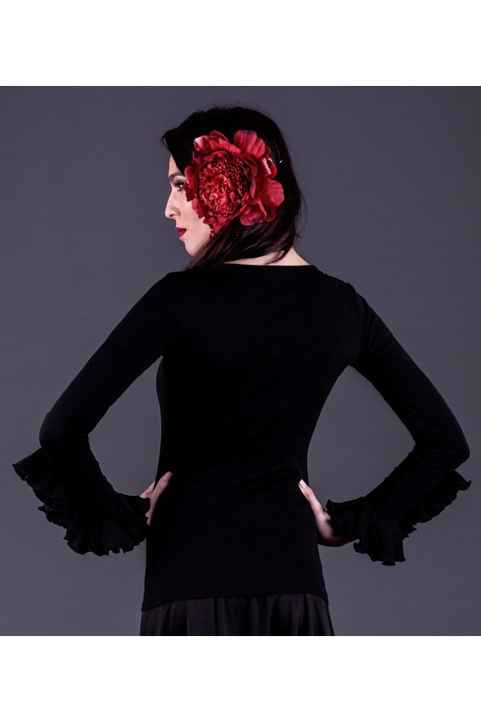 Maillot, body et haut de flamenco FEMME modèle T-shirt Tarifa - Viscose Bleu marine