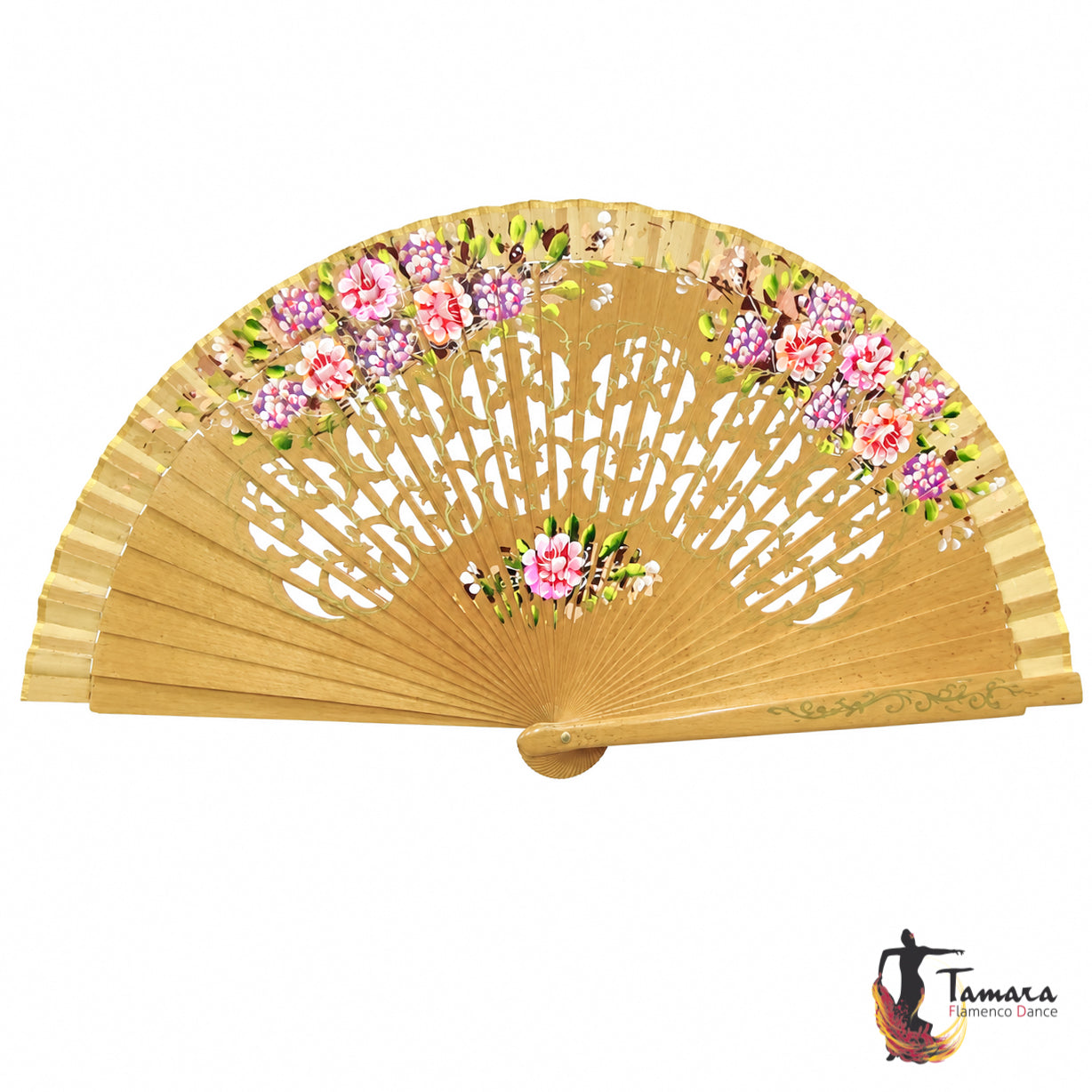 Abanico español pintado (23 cm) - Diseño 1 Marron avellana