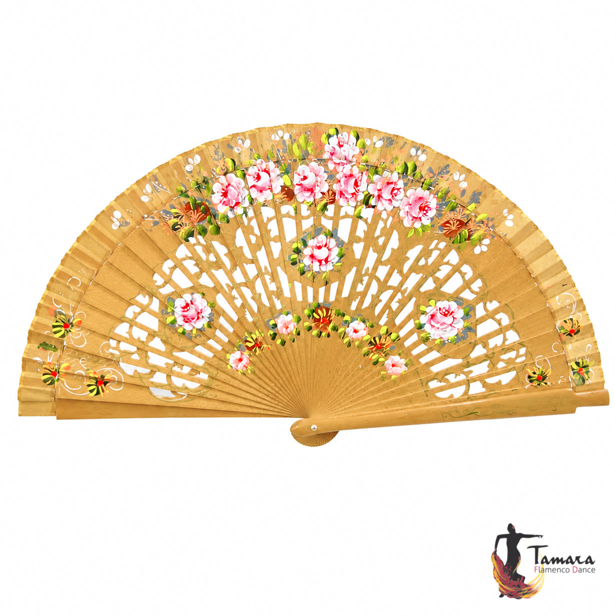 Abanico español pintado (23 cm) - Diseño 3 Marron Avellana