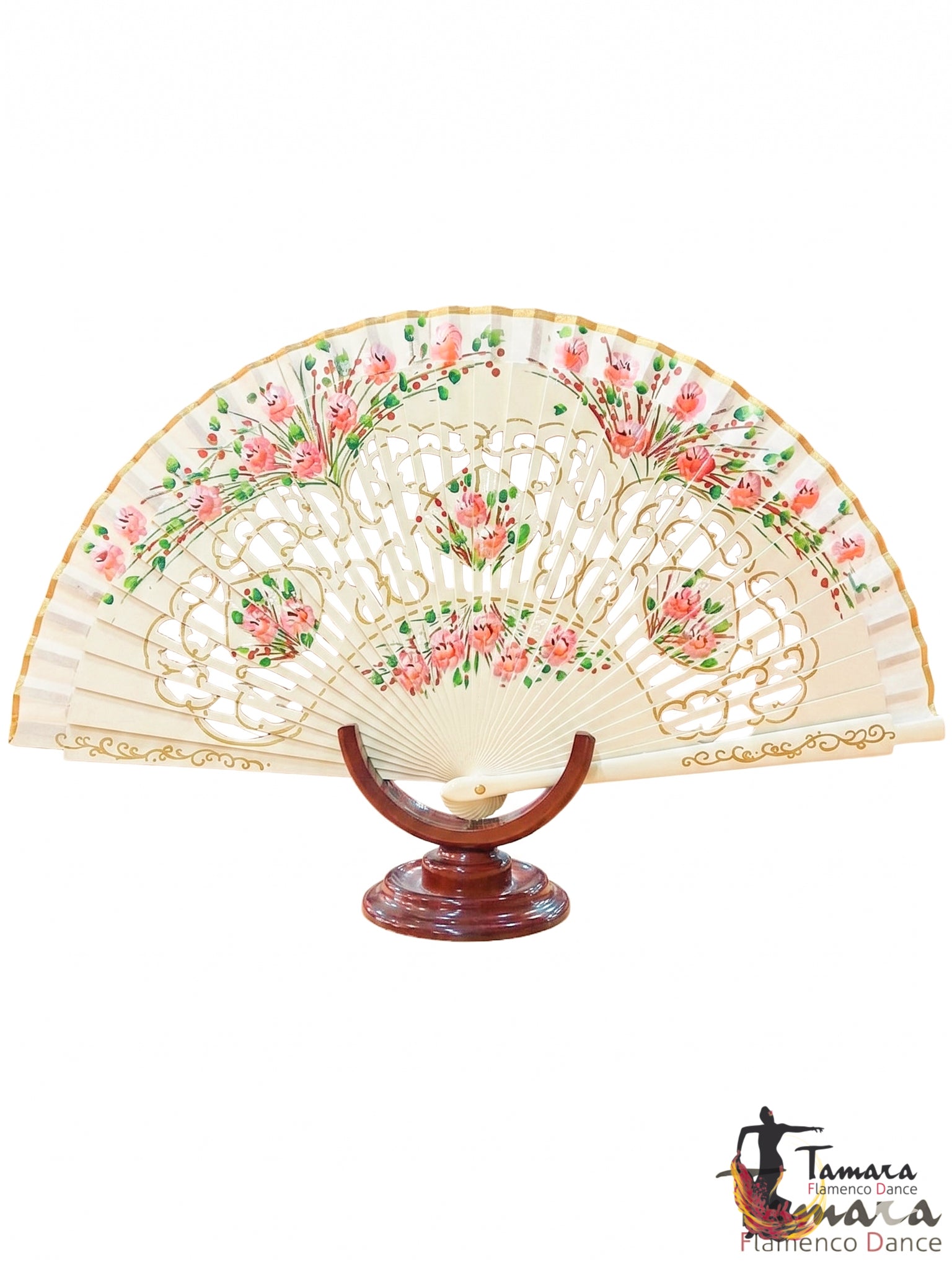 Abanico español pintado (23 cm) - Diseño 4 Blanco roto
