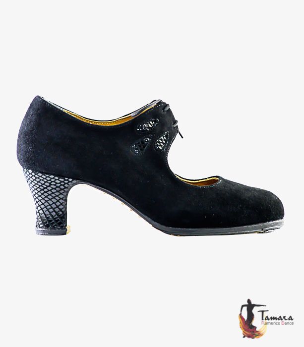 Zapatos de flamenco Fandango Negro Ante y Serpiente