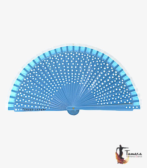 Abanico flamenco (19 cm) - Lunares blancos pintado a mano