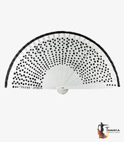 Abanico flamenco (19 cm) - Lunares negros pintado a mano