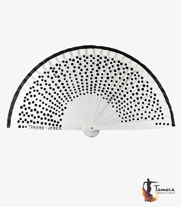Abanico flamenco (19 cm) - Lunares negros pintado a mano
