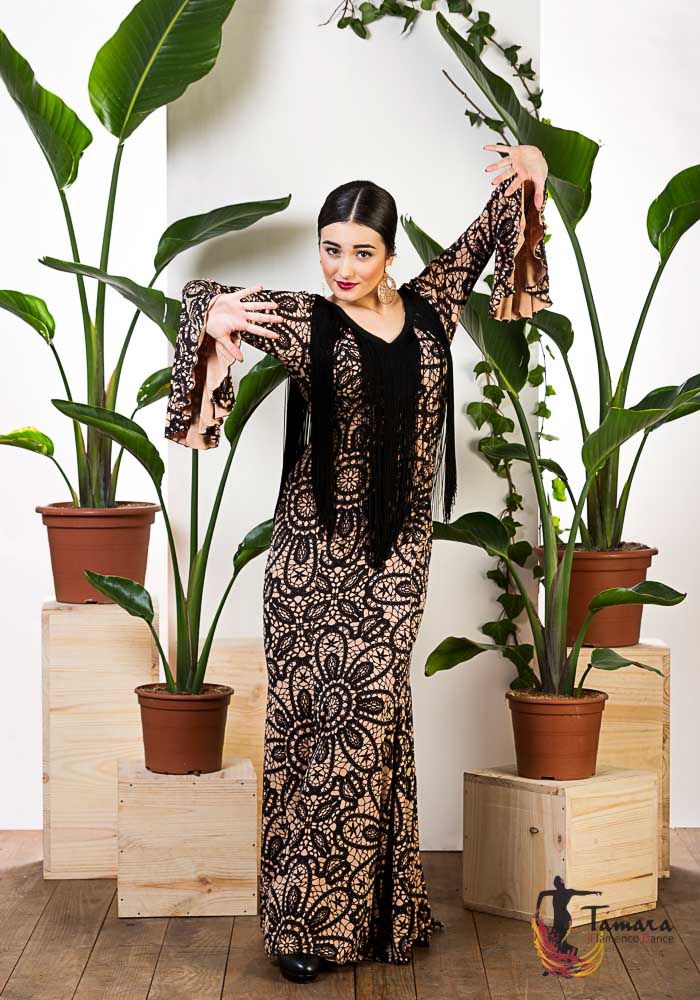 Vestido Alicia - Punto elástico Estampado XXL Ocre