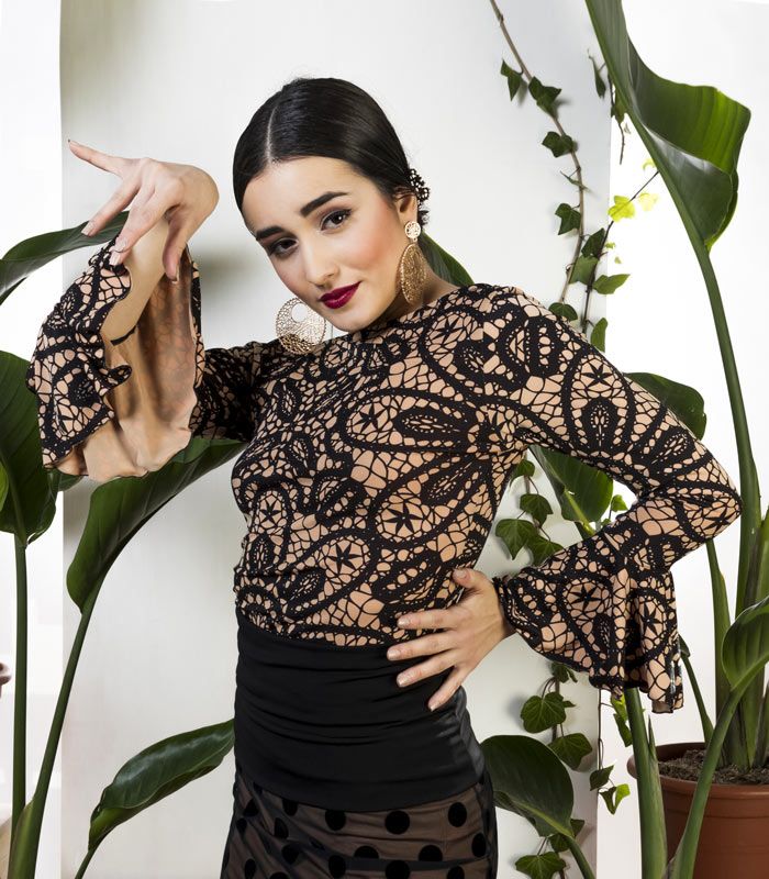 Camiseta Albores - Punto elástico XXL Floral fondo beig