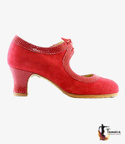 Zapatos de flamenco Tiento Rojo ante/serpiente carrete 6 cm Rojo