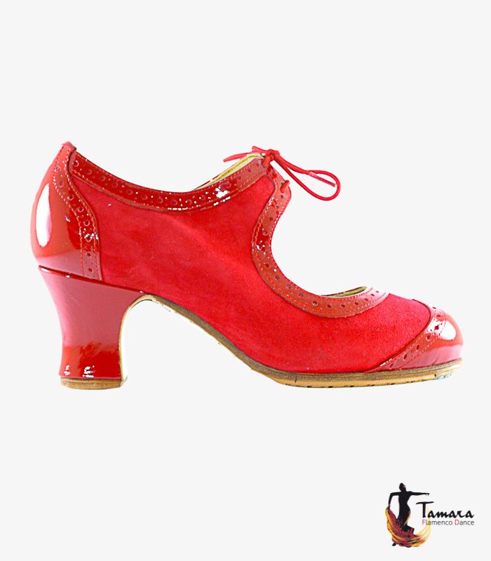 Zapatos de flamenco Bolero Rojo Ante y charol