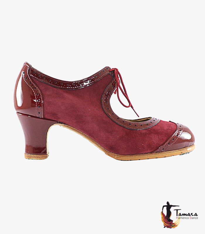 Zapatos de flamenco Bolero Burdeos Ante y charol