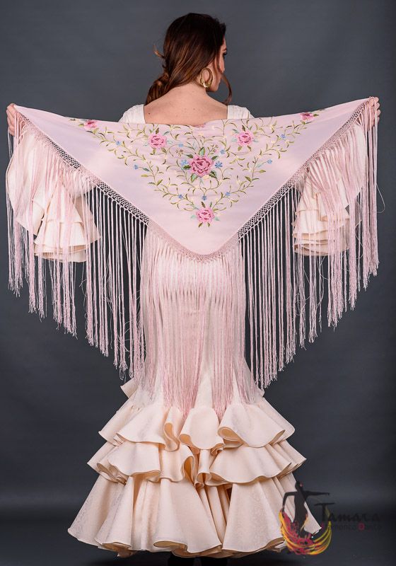 Mantoncillo Florencia - Bordado tonos Rosas Rosa